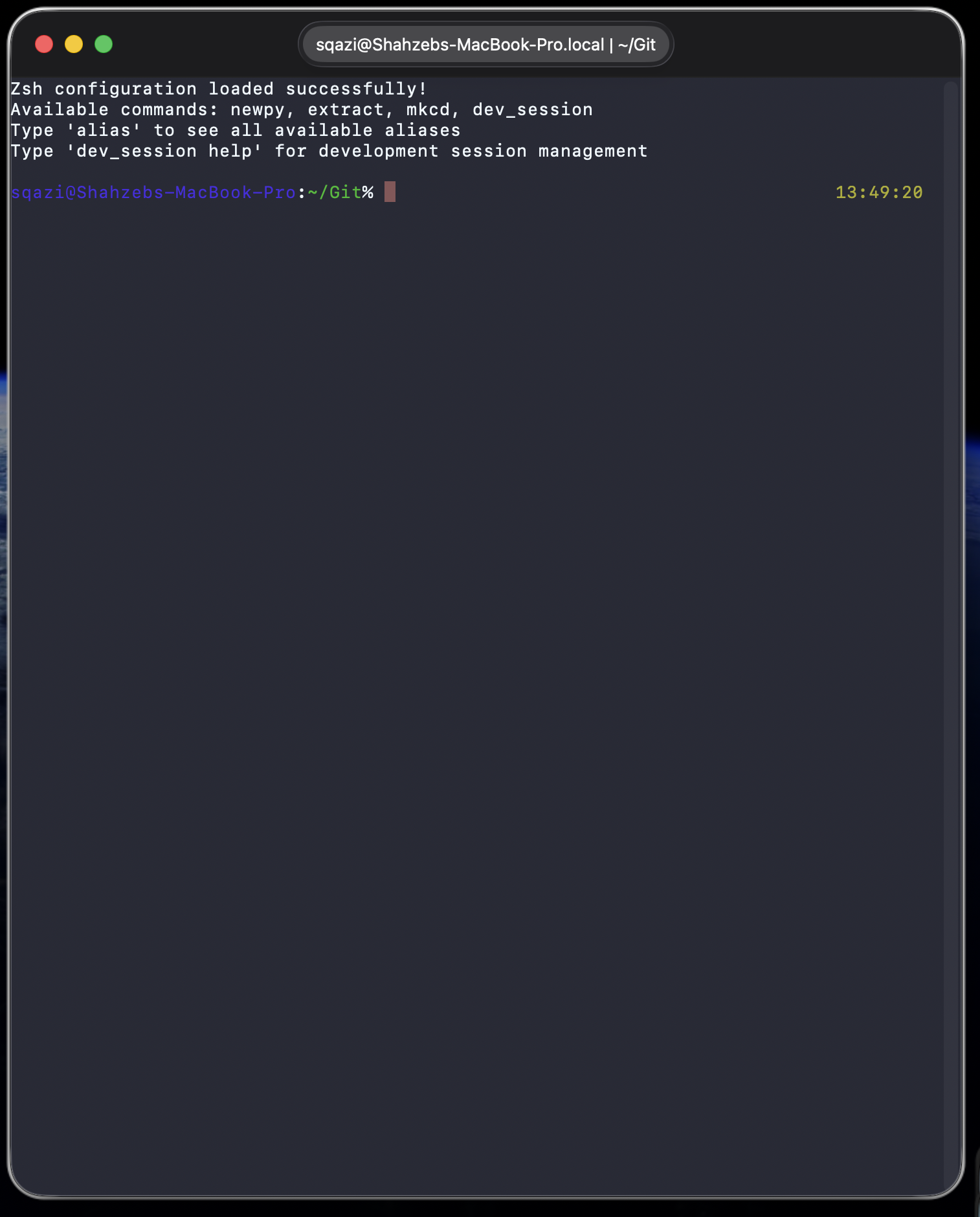 λ Terminal main window with Dracula-themed shell session in ~/Git